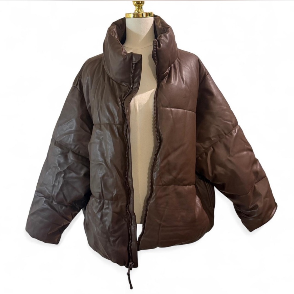Old Navy Faux Leather Puffer Jacket